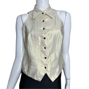 Paradox Silk Blend Sleeveless Button Down Shirt